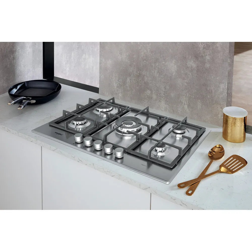 Piano Cottura A Gas Whirlpool GMR7522/IXL 75 Cm 5 Fuochi Acciaio Inox