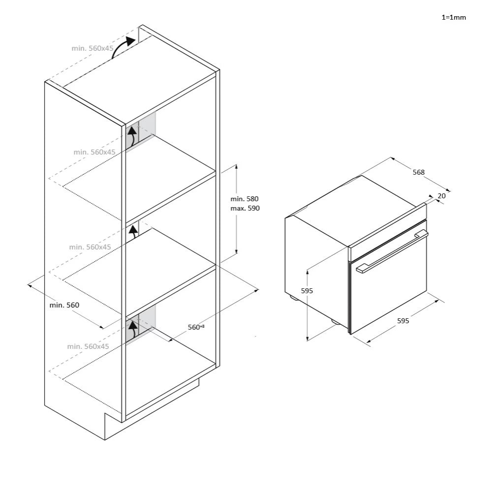 Forno Candy CA6 N5B3EYTX Elettrico Da Incasso Classe A++ 78L Pirolitico