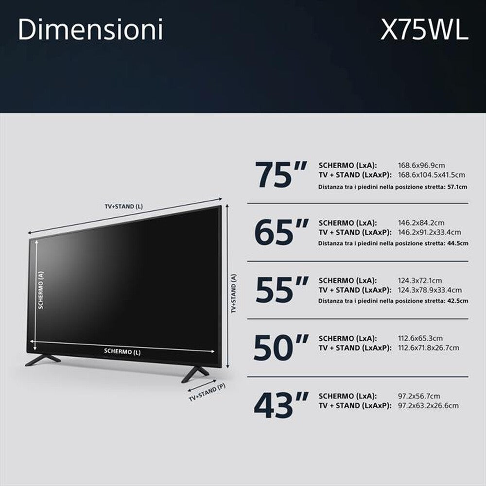 TV Sony KD50X75WLPAEP 50" LED 4K X-Reality PRO.2 HDR Google TV Dolby Vision Dolby Atmos