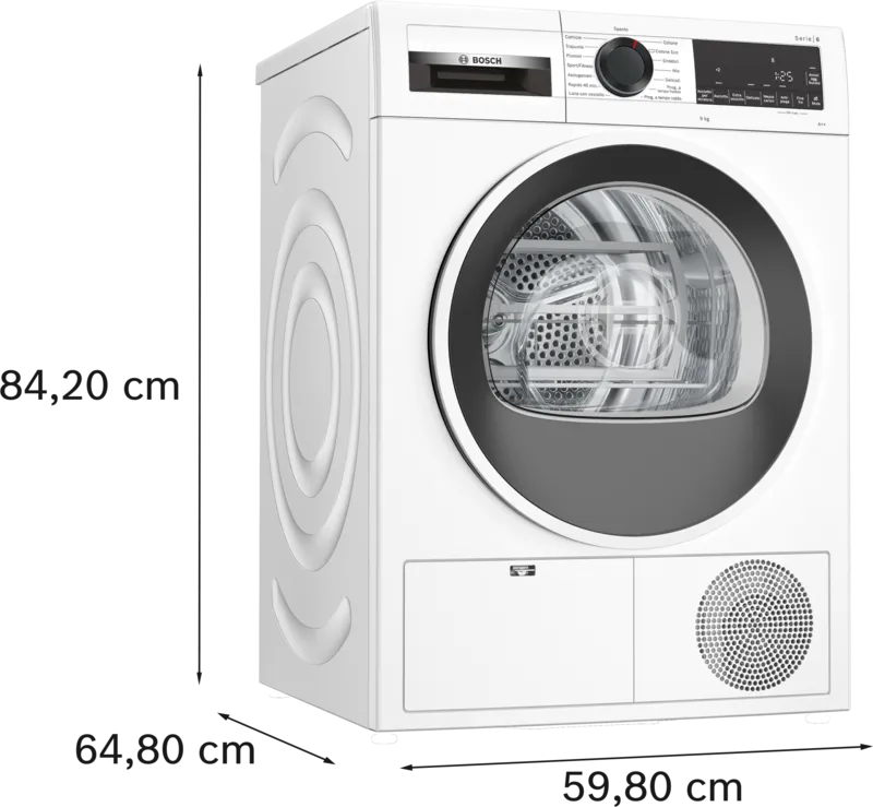 Asciugatrice Bosch WQG24108IT 9KG Classe E Pompa di calore Easyclean Bianca