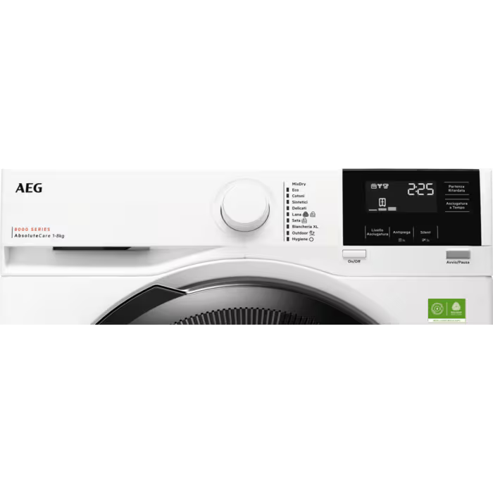Asciugatrice AEG TR8HGBG8B Serie 8000 AbsoluteCare 8 kg Pompa di Calore Motore Inverter Classe B