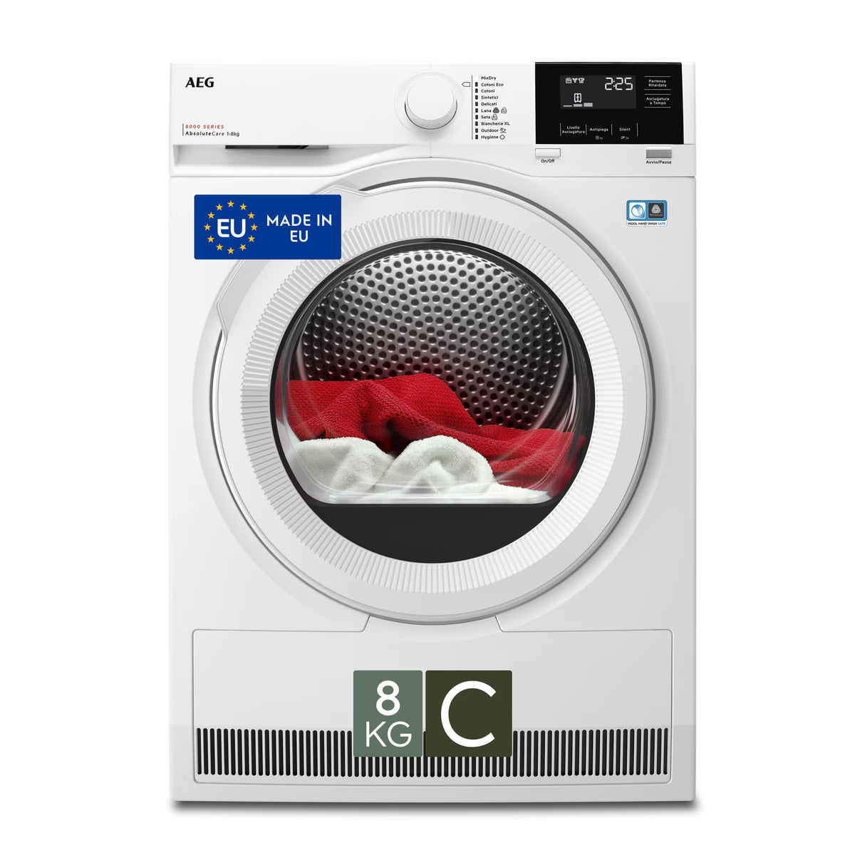 Asciugatrice AEG TR8G83CW Pompa di Calore 8 kg Classe C Bianco Serie 8000 AbsoluteCare