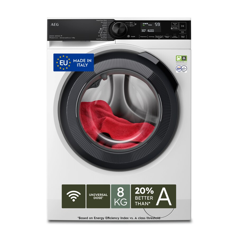 Lavatrice AEG LR8H86CBY 8 kg Classe A -20% 1600 giri Serie 8000 PowerCare UniversalDose Vapore