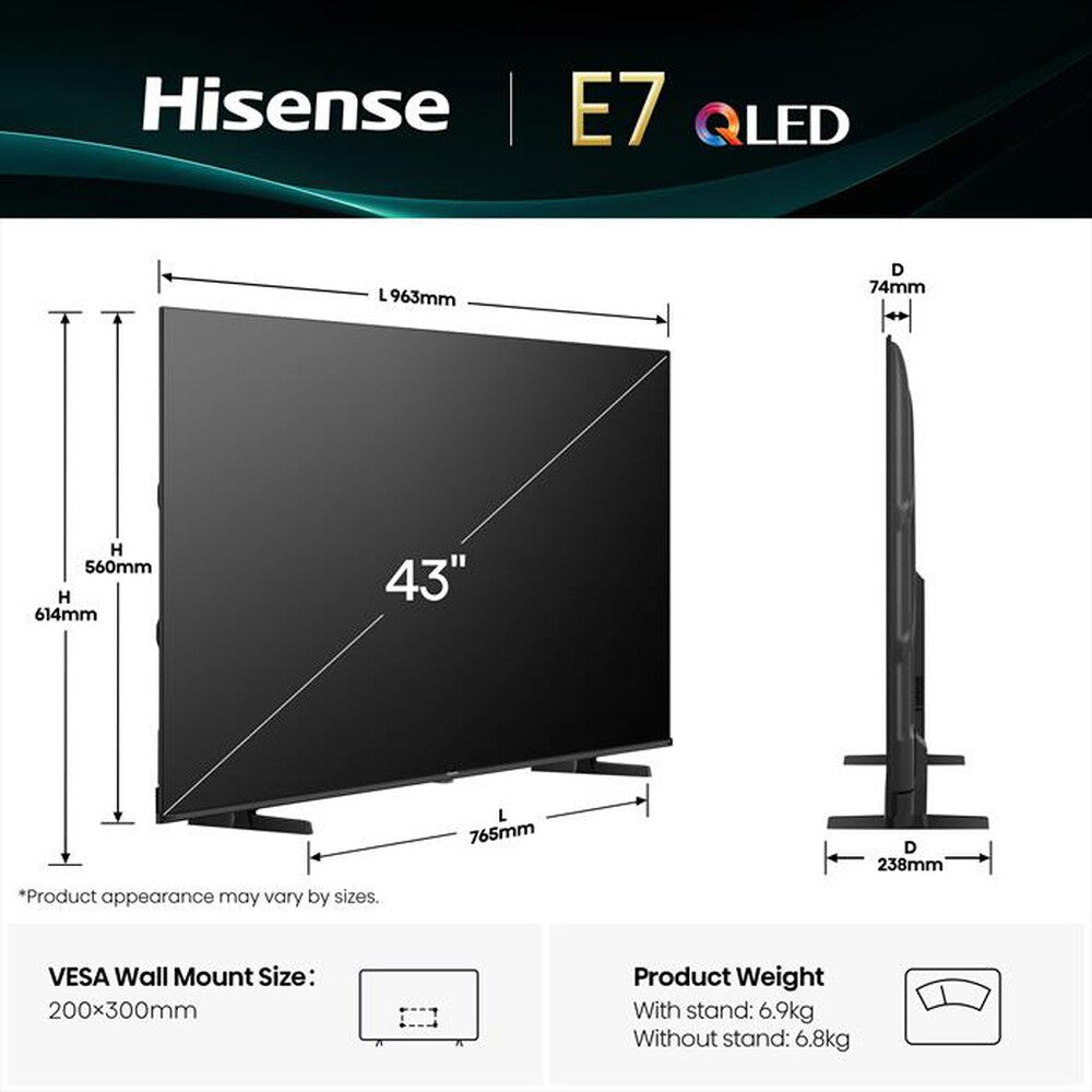 TV Hisense 43E79Q Smart TV 43" Ultra HD 4K QLED Dolby Vision Atmos