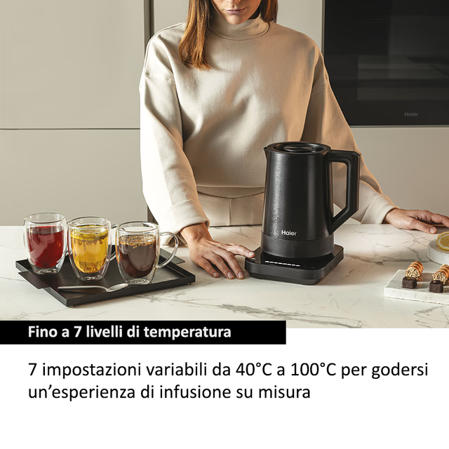 Bollitore Haier HHKE5A 011 Master 1,7L 2200W Nero 7 Temperature