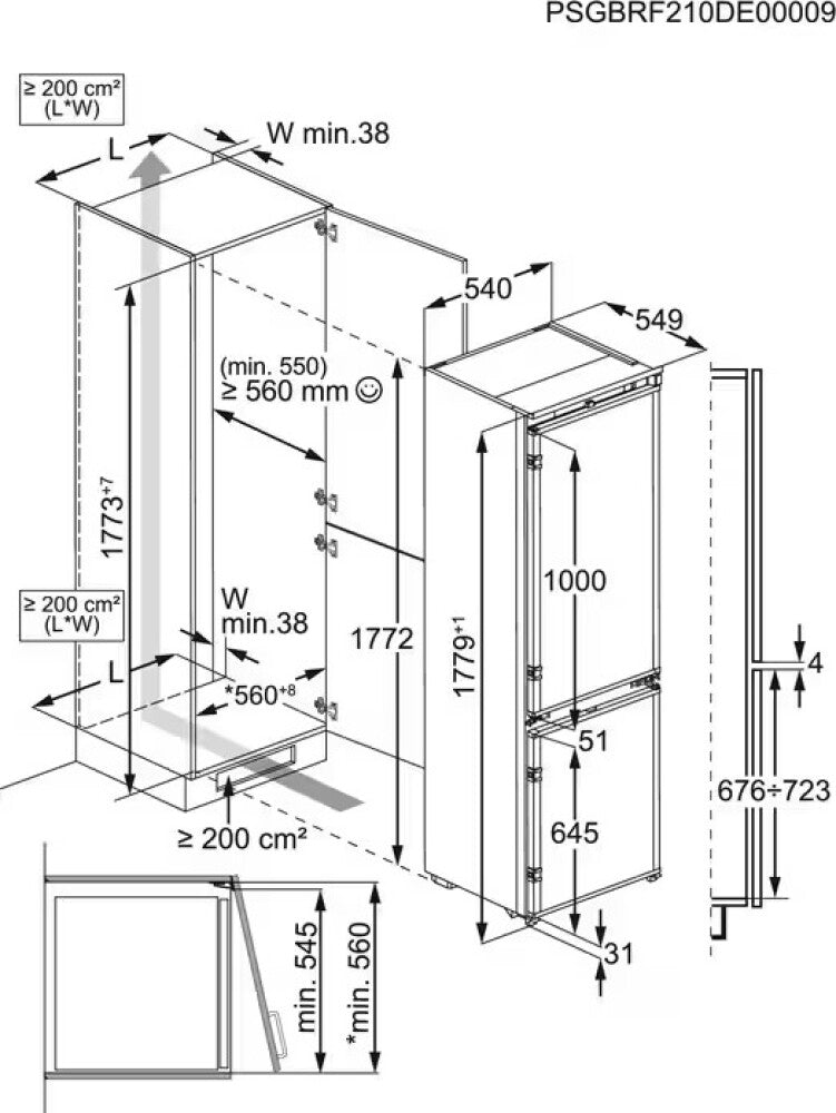 Frigorifero Electrolux ENT6ME18S Combinato Incasso Nofrost Classe E