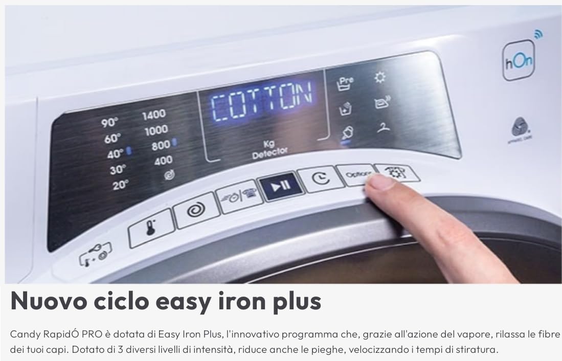 Lavatrice Candy RP496BWMR9/1-S 9 Kg Classe A-30% Profondità 54 cm 1400 giri Inverter Funzione Vapore Wi-Fi