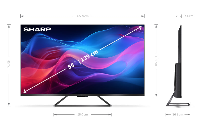 TV Sharp 55GR8265E 55" UHD 4K QLED Frameless Google Dolby Vision IQ HDR