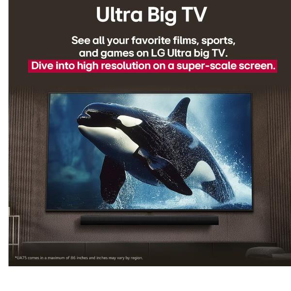 TV LG 75UA75006LA.API 75" UA75 4K Super Upscaling con HDR10 Pro UHD WebOS25 AI