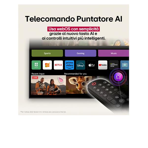TV LG OLED48C55LA.API 48" 4K UHD Ultra HD OLED evo Sistema WebOS Processore a9 Gen8 Classe G
