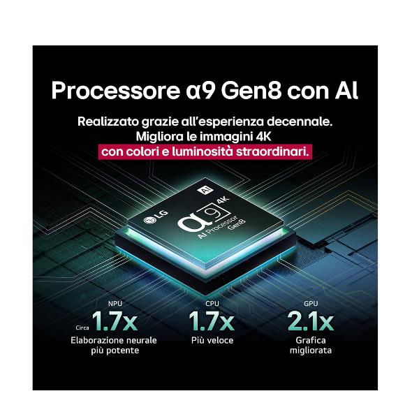 TV LG OLED48C55LA.API 48" 4K UHD Ultra HD OLED evo Sistema WebOS Processore a9 Gen8 Classe G