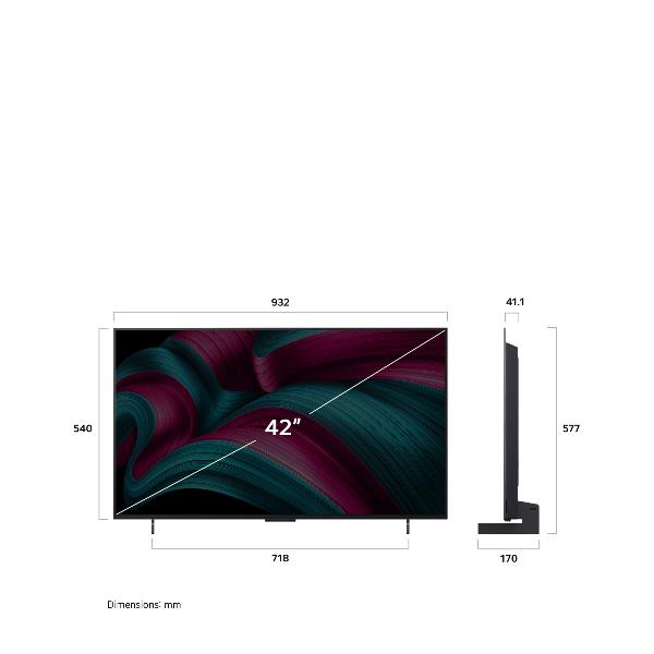 TV LG OLED42C55LA.API 42" OLED EVO 4K UHD WEBOS Processore a9 Gen8 con AI