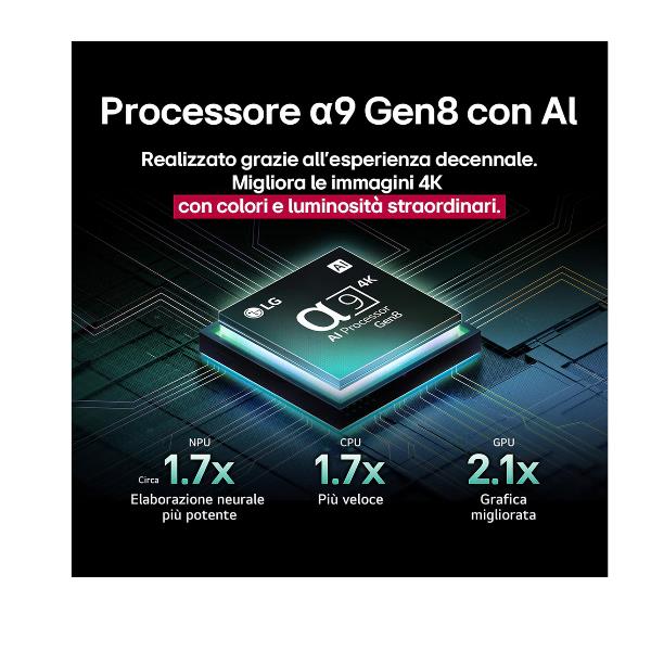 TV LG OLED42C55LA.API 42" OLED EVO 4K UHD WEBOS Processore a9 Gen8 con AI