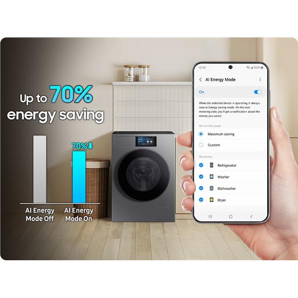 Lavatrice Samsung WF90F09C4SU3 Carica Frontale 9 Kg Classe A-55% Colore Dark Silver