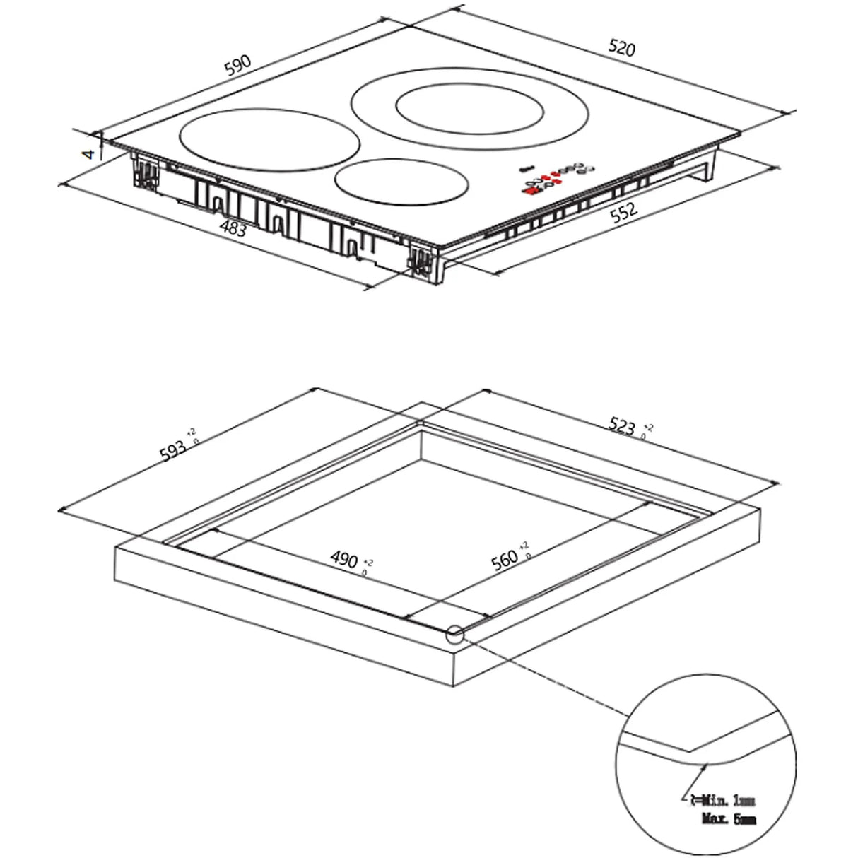 Piano Cottura Induzione Candy CIS642SCTT/1 Da Incasso Colore Nero 4 Zone