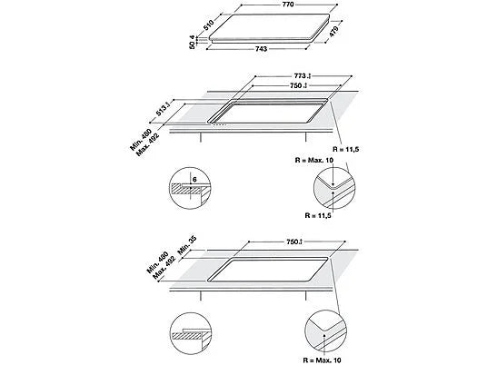 Piano Cottura Induzione Whirlpool WLB2977NE 80Cm 4 Zone Cottura Colore Nero