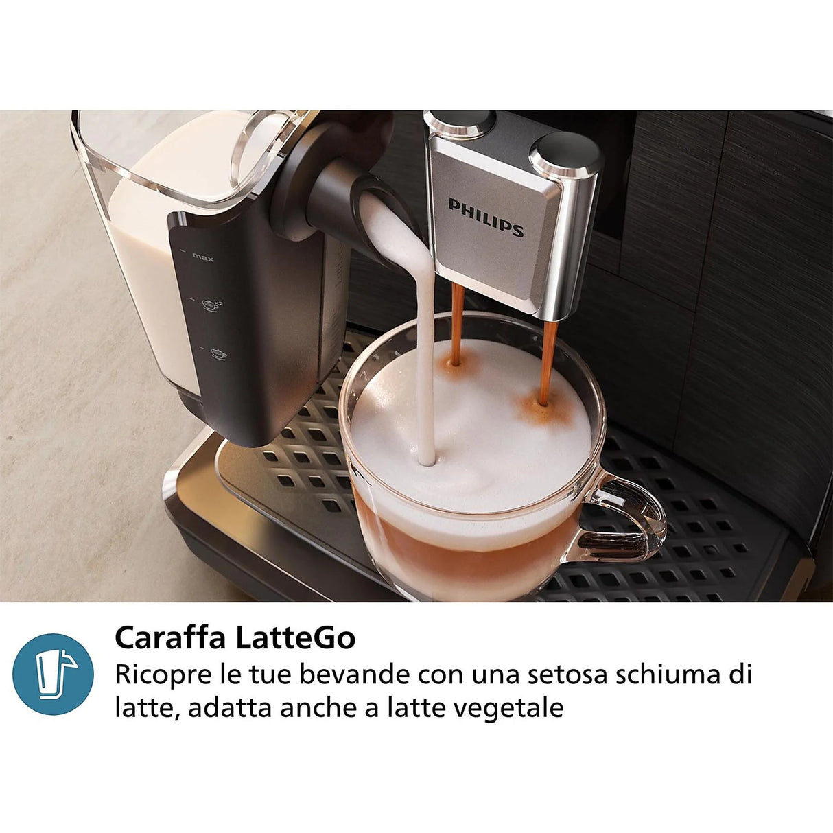 Macchina Caffè Automatica Philips EP2331/10 Con Cappuccinatore 15 Bar Display Touch