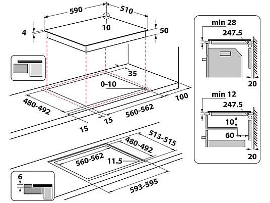 Piano Cottura Induzione Hotpoint HB4860 CCPNE 60 Cm 4 Zone