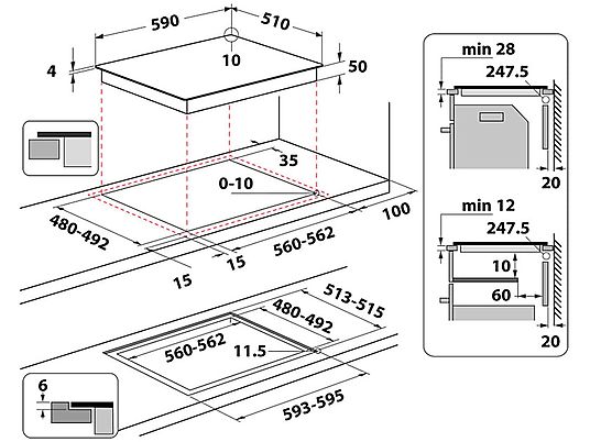 Piano Cottura Induzione Hotpoint HQ5660SNE 60 Cm Colore Nero 4 Zone