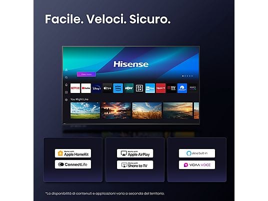 TV Hisense LED 50" 50A6Q 4K UHD Smart TV Nero Classe E