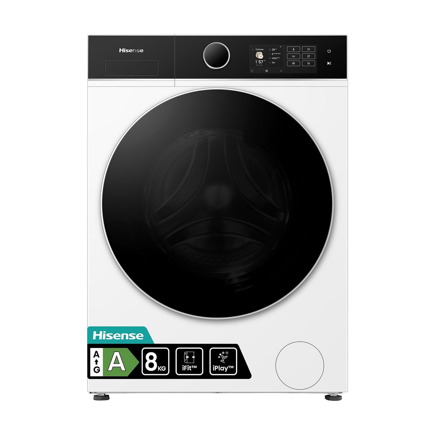 Lavatrice Hisense WF5I8043BWF 8 Kg Classe A Centrifuga 1400 giri 47 cm Inverter Funzione Vapore Lavatrice Slim