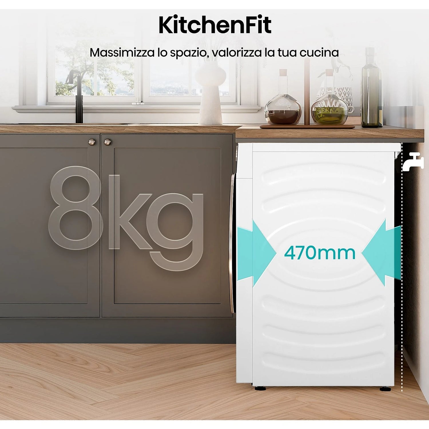 Lavatrice Hisense WF5I8043BWF 8 Kg Classe A Centrifuga 1400 giri 47 cm Inverter Funzione Vapore Lavatrice Slim