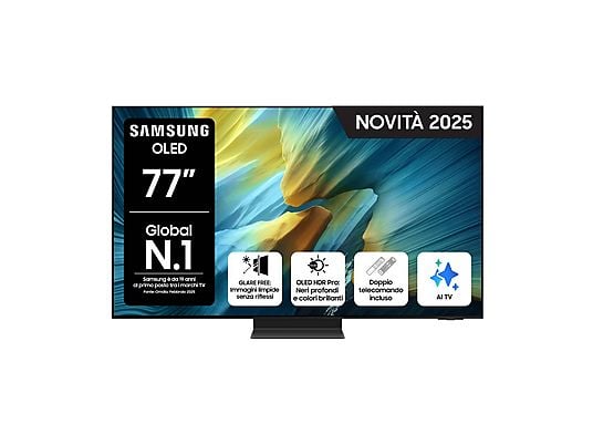 Smart TV OLED Samsung QE77S95FATXZT 77" 4K Vision AI Processore NQ4 AI Gen3 Glare Free OLED HDR Pro Dolby Atmos Classe F