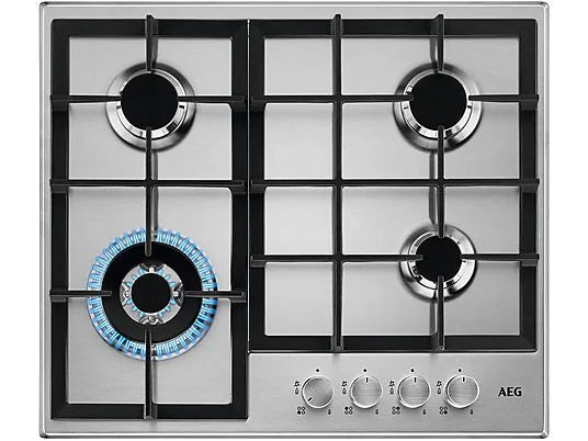 Piano Cottura A Gas Aeg HGB64400SM 60Cm 4 Fuochi Acciaio Inox