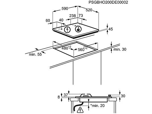 Piano Cottura A Gas Electrolux EGG64272K 60Cm