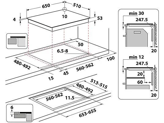 Piano Cottura Induzione Whirlpool SMO 658C/NE FlexiCook 65 Cm Vetro iXelium 4 Zone Colore Nero
