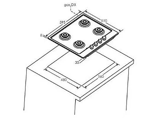 Piano Cottura A Gas Candy CHG6D4WX 60 cm  4Fuochi A Rombo