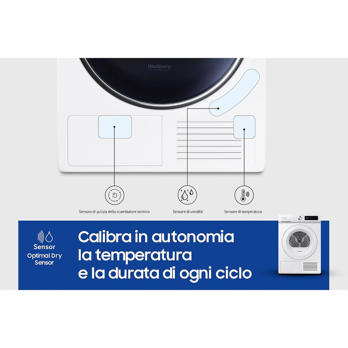 Asciugatrice Samsung DV90BB5245TW 9KG Classe C OptimalDry Bianca