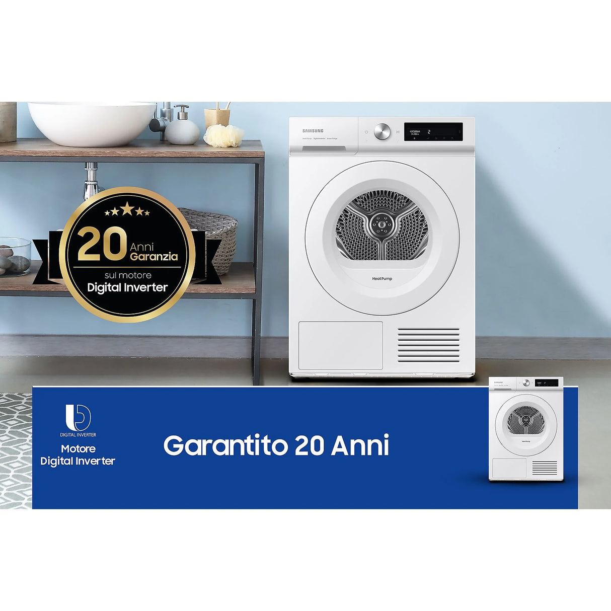 Asciugatrice Samsung DV90BB5245TW 9KG Classe C OptimalDry Bianca