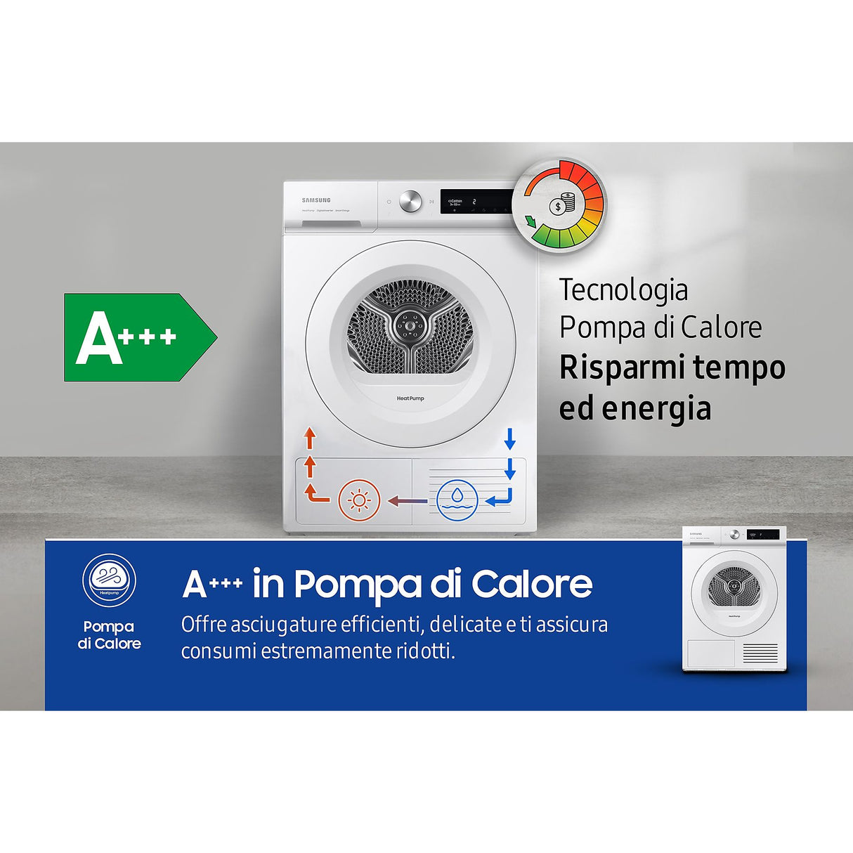 Asciugatrice Samsung DV90BB5245TW 9KG Classe C OptimalDry Bianca