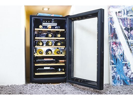 Cantinetta CANDY CWCEL 210/N 21 Bottiglie 7 Ripiani Nero/Trasparente Classe G