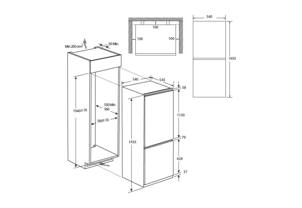 Frigorifero Candy CBL5519EVW Combinato Incasso Classe E