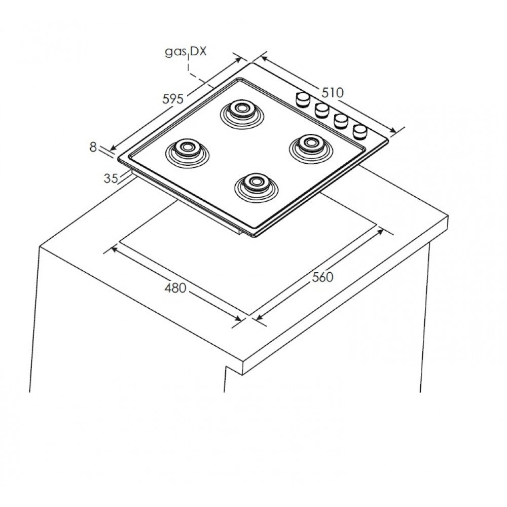 Piano Cottura A Gas Candy CHW6LX 4 Fuochi