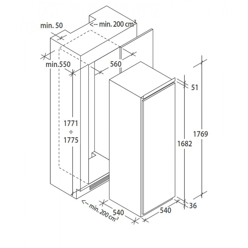 Frigorifero Candy CM4S518EW Monoporta Incasso Classe E con Cella