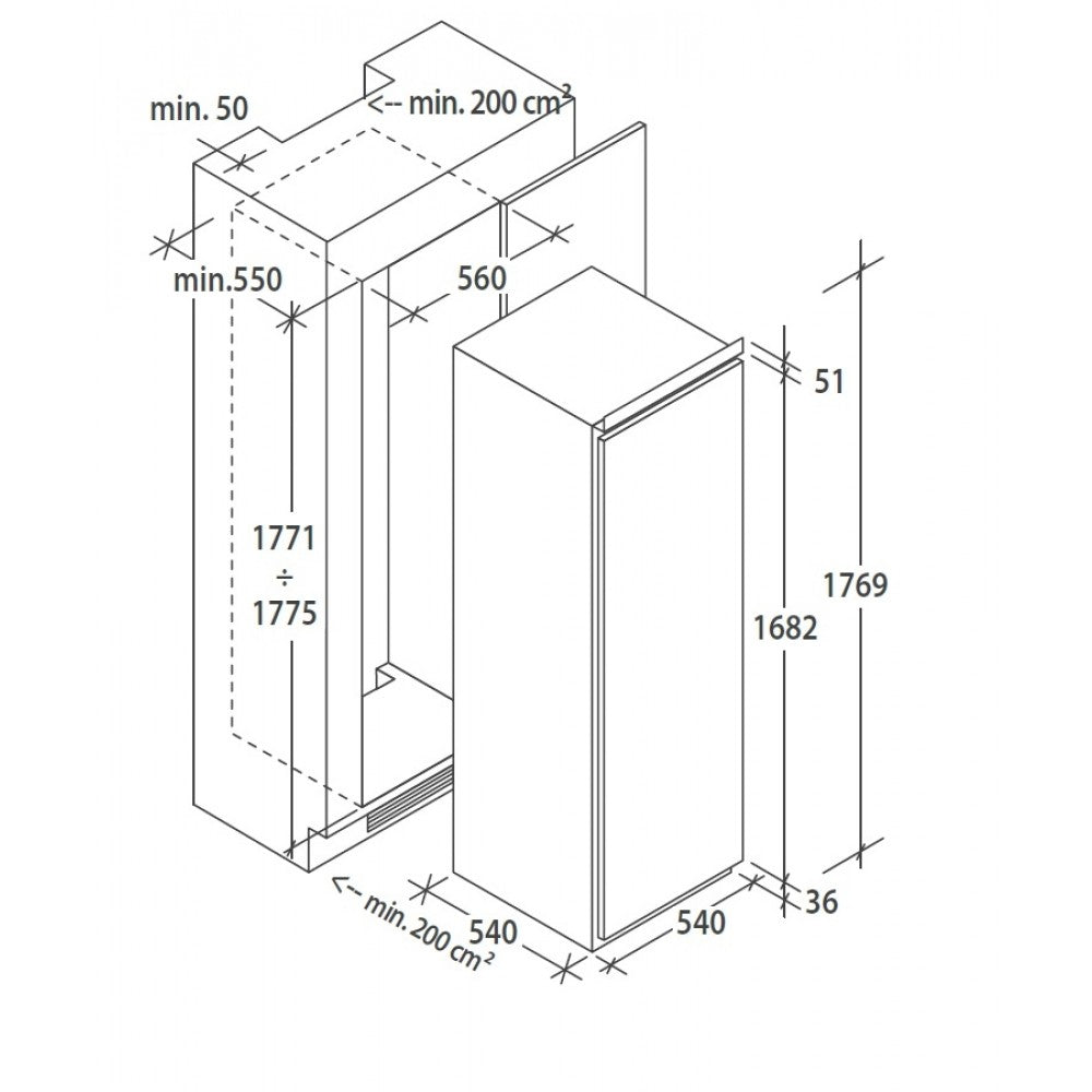 Frigorifero Candy CMS518EW Incasso Monoporta Classe E