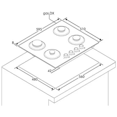 Piano cottura Candy BR4WGTGH 4 fuochi Nero 60cm