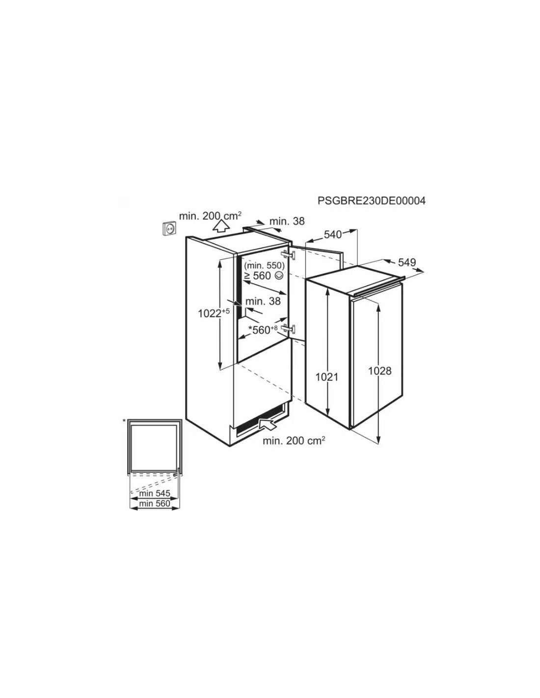 Frigorifero Electrolux EFB3AE10S1 Monoporta Incasso Altezza 102cm Classe E