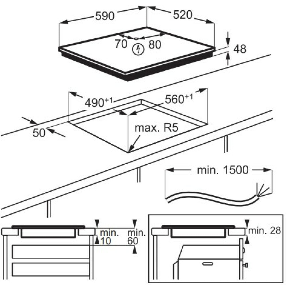 Piano Cottura Induzione Electrolux EIB60424C 60Cm Nero