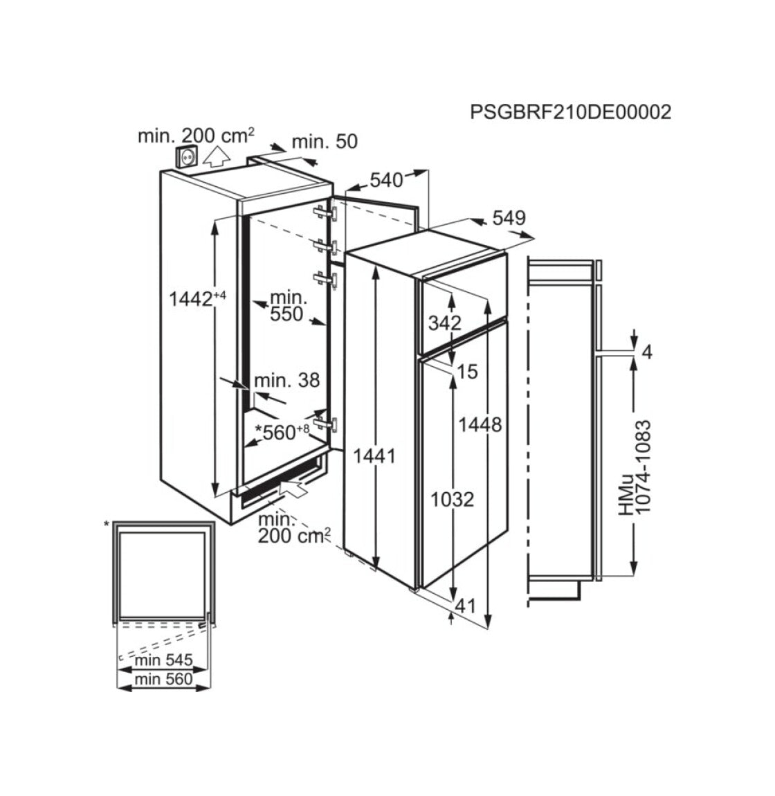 Frigorifero Electrolux ETS5LE14S Doppia Porta Incasso 144CM Classe E
