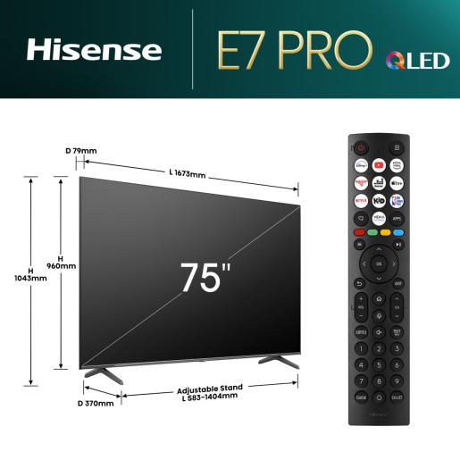 TV Hisense 75E79NQ 75" 4K QLED VIDAA D.VISION AI WI-FI