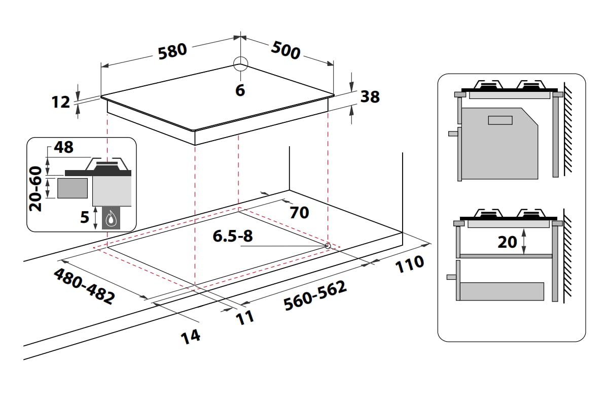 Piano Cottura Indesit PAA642IX/IWE1 A Gas 60CM 4 Fuochi inox