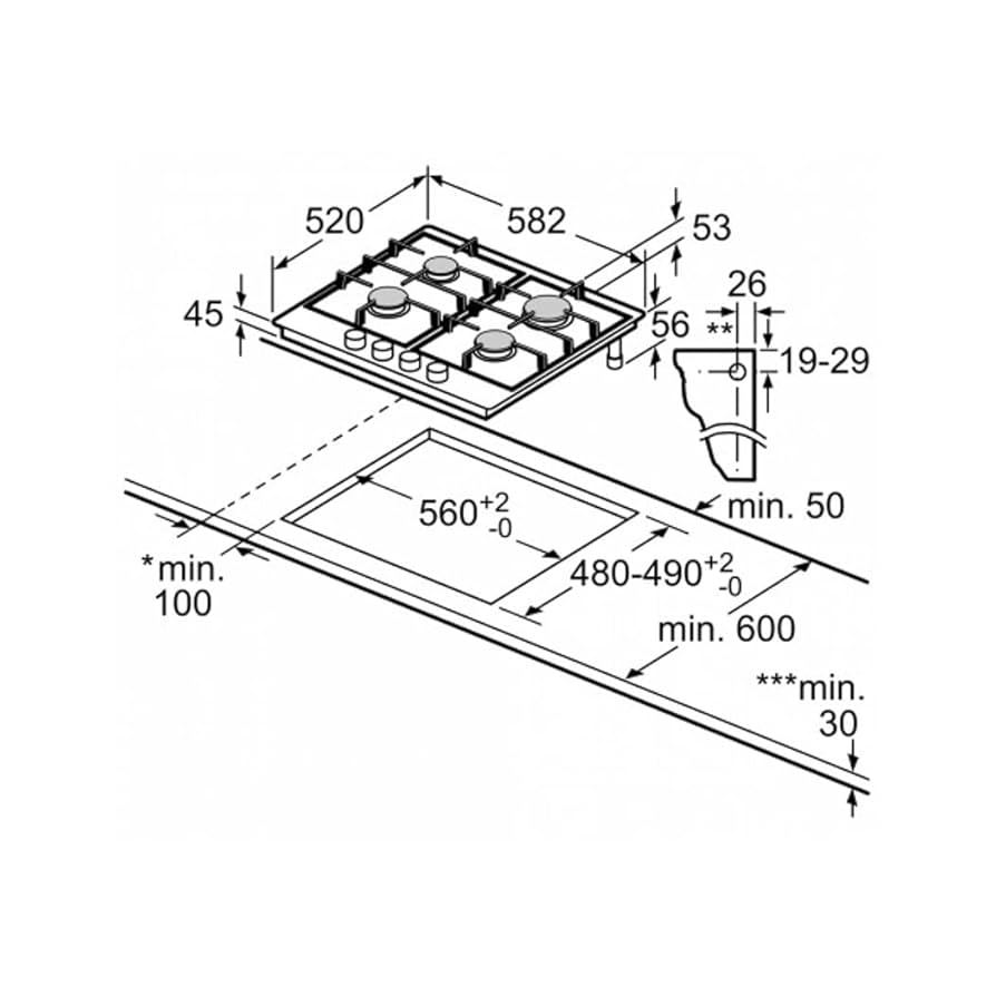 Piano Cottura A Gas Bosch PGP6B5B85 60Cm 4F Inox