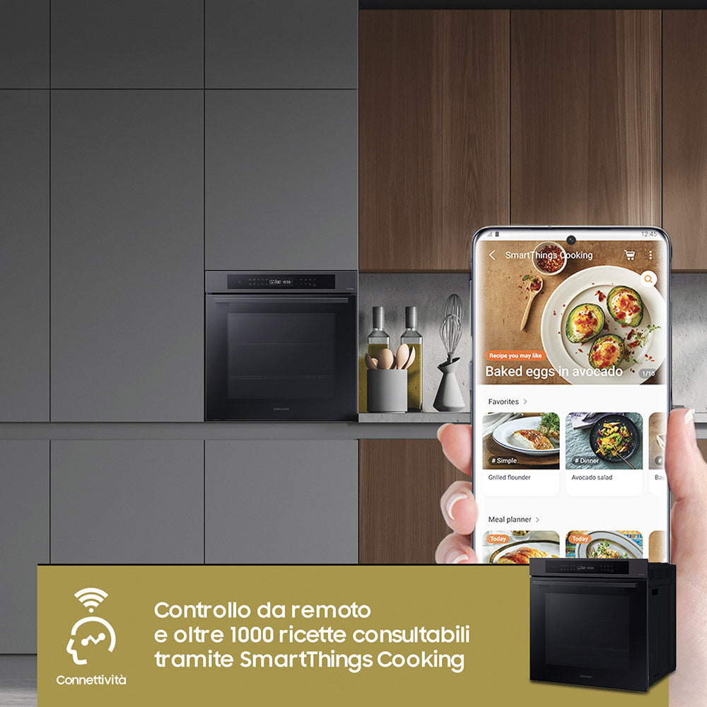 Forno Da Incasso Samsung NV7B4040VBB Multifunzione Classe A+ Black Inox 76 Litri Wi-Fi Funzione Vapore