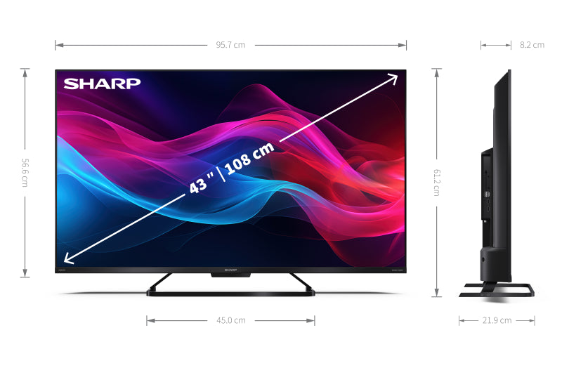 TV Sharp 43GR8765E 43" UHD 4K QLED Frameless Google HDR AI Dolby Atmos