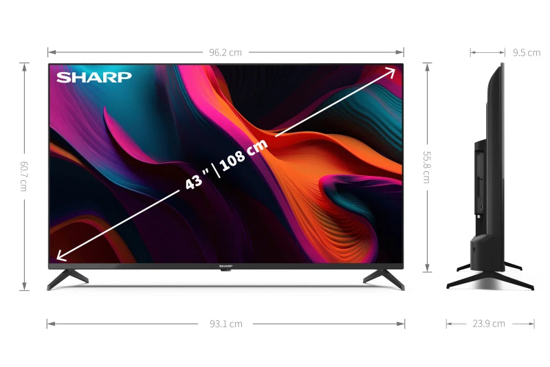 TV Sharp 43GL4260E 43" UHD 4K Frameless Smart Google TV HDR