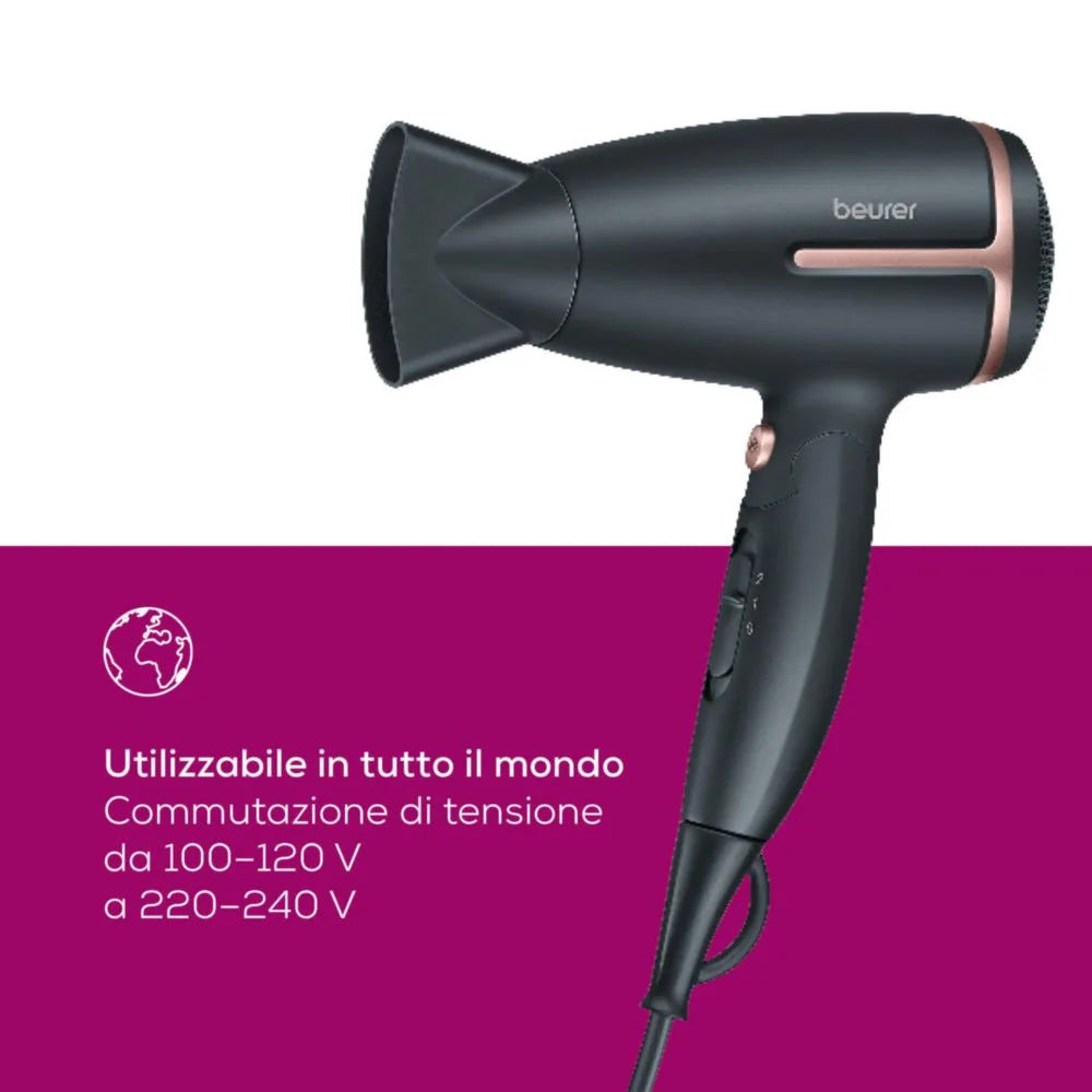 Asciugacapelli da Viaggio Beurer HC25 1600W Motore DC